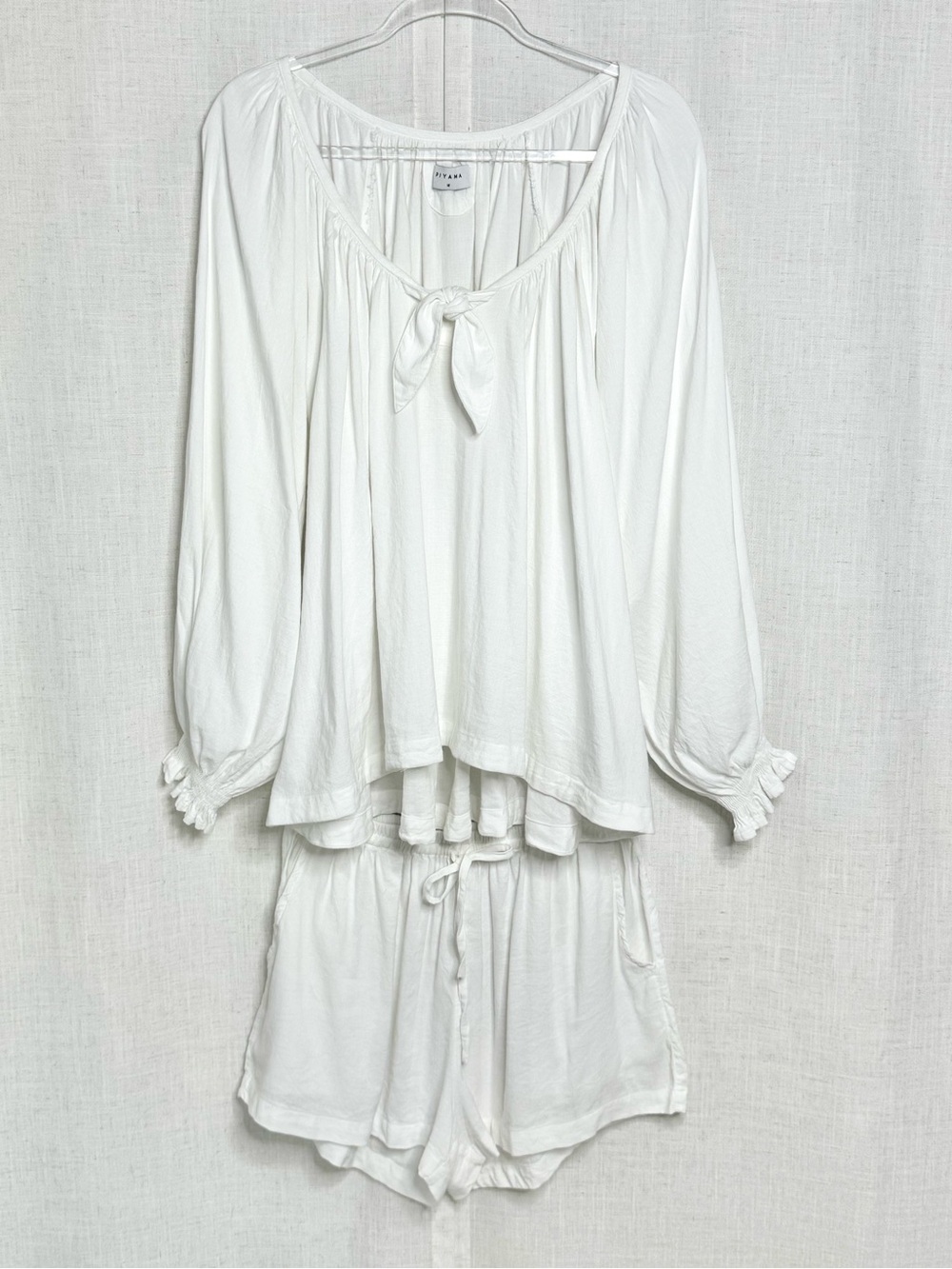 Piyama Heidi Lyocell Linen Two Piece Lounge Pajama Set Coconut Size M - Picture 4 of 16